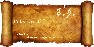 Bekk Jenő névjegykártya